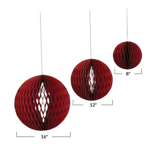 Hello Honey® 3ct. Honeycomb Paper Ball Ornaments